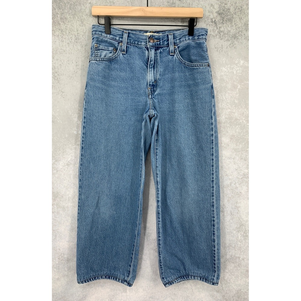 Levis Wide Leg Jeans Womens 26 Blue Baggy Dad Medium Wash Denim Pants Crop